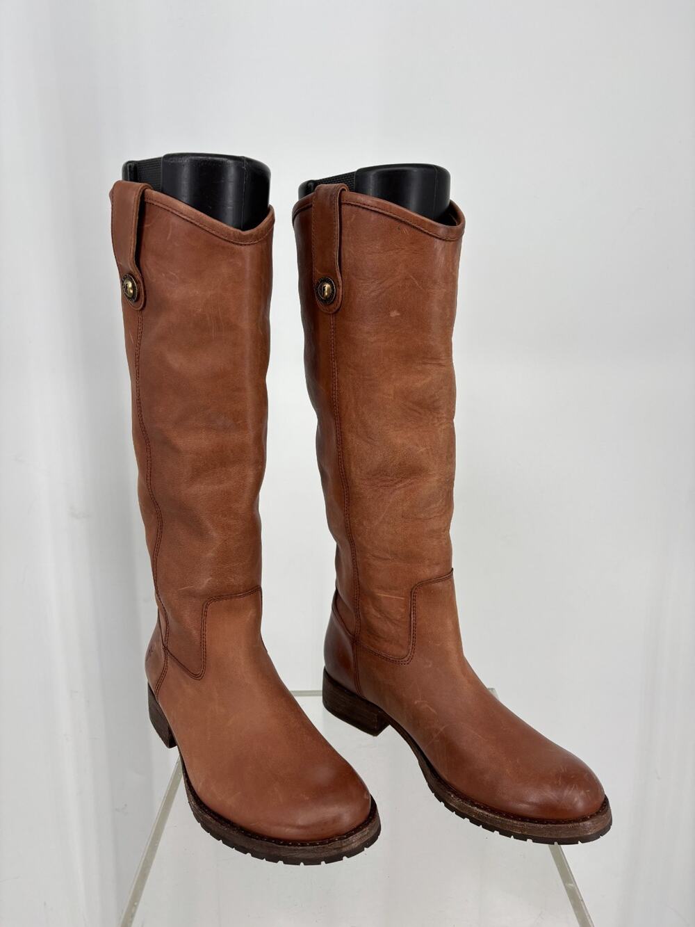 Frye Melissa Button 2 Knee High Boots Womens 6B Brown Leather Western Cowgirl